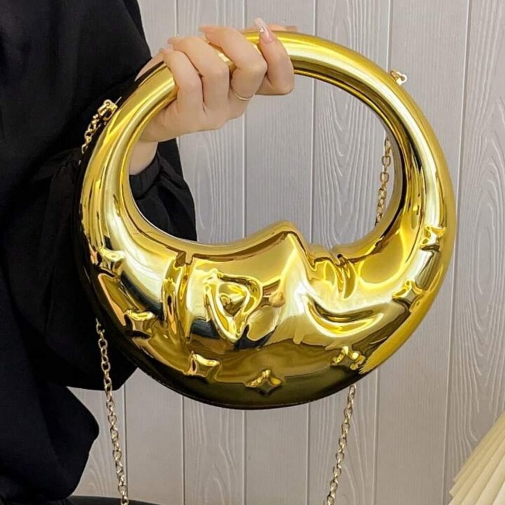 Half moon Gold Crossbody Handbag